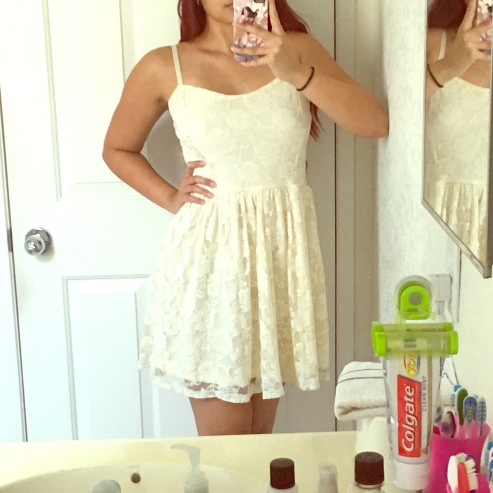 Cream lace mini dress
